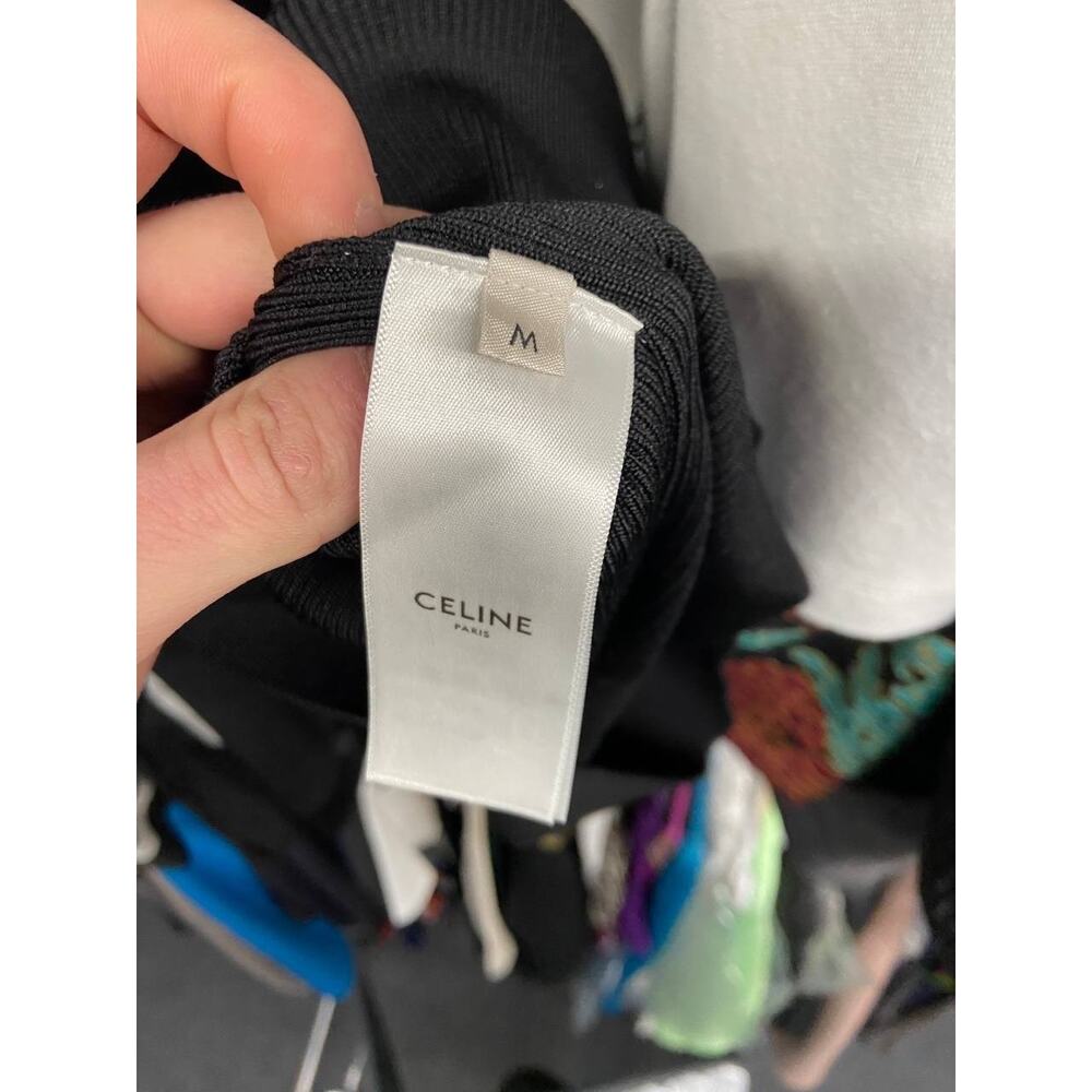Celine Black Logo Bodycon Silk Blend Dress - Size M - Picture 5 of 7